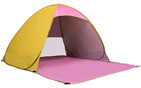 SMSOM Camping im Freien Zelt Setup Easy Family Durable Zelt Camping wasserdichte 2-3 Personen Sonnenliegen Zelt Pop Up Zelt (Color : Pink)
