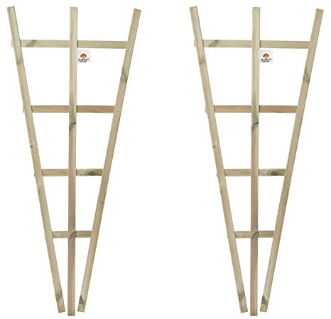 Set of 2 x Wood Fan Wall Trellis Climbing Plant Support Timber Trellises Wooden Garden Outdoor Fence Frame 120 cm x 50 cm