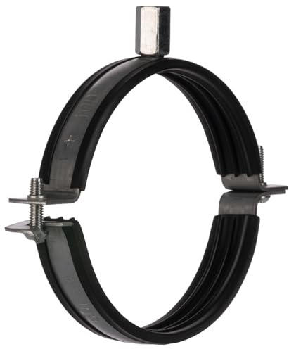 Rohrschelle Ø 100 mm mit Gummieinlage – Metall Rohrhalter für Lüftungsrohre – Wickelfalzrohr Halterung