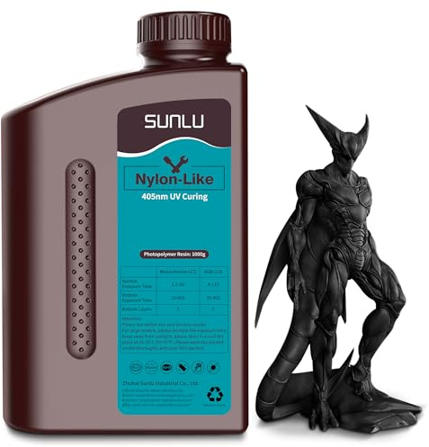 SUNLU Nylon-ähnliches 3D-Druckharz 1KG, hochfestes und langlebiges Photopolymerharz für LCD/DLP/SLA-Drucker, 395-405nm UV-Härtung, ideal für Funktionsteile, Prototypen, 1000G Schwarz