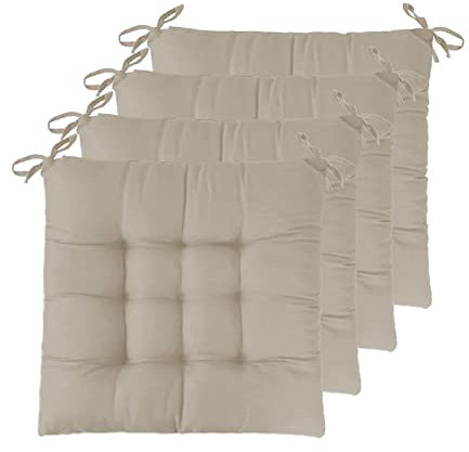 GREATOOL 2 X Cojines para Sillas de Exterior e Interior Reversibles 40 x 40 x 5cm, Cojines de Silla Asiento Tumbonas Patio Terraza Exterior Acolchado Almohadilla(Pack 2, Beige)