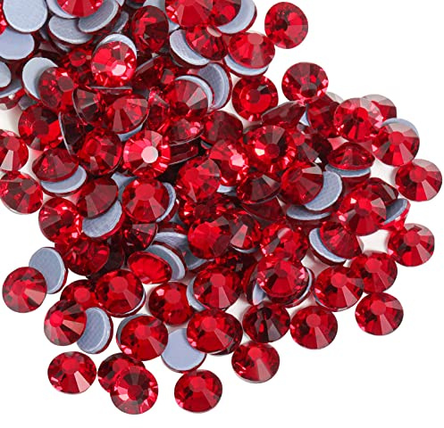 Beadsland Hotfix Pedrería, 1440pcs Flatback Crystal Rhinestones para manualidades Ropa Decoraciones DIY, Siam, SS16, 3.8-4.0 mm