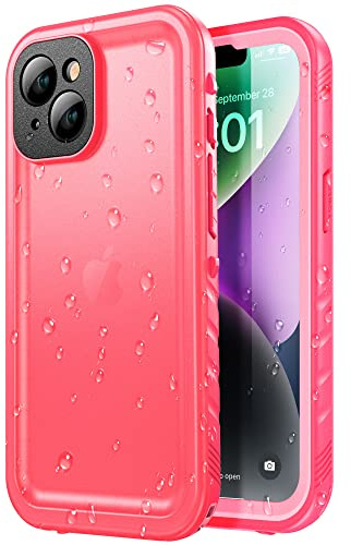 SPORTLINK för iPhone 14, vattentätt fodral – 360 graders utomhus, skyddshölje, kameraskydd, skärmskydd, [IP68 Waterproof] [6 FT stötsäkert hårt fodral] pansarfodral komplett skydd mobilskal rosa, 6,1