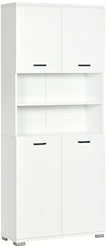 kleankin Armadietto da Bagno, Mobile Alto 80x33.5x190 cm Bianco