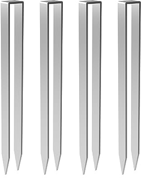 bruwaa Ancoraggio a terra per arco di rose, set di 4 ancoraggi a forma di U in acciaio legato con dimensioni 30 x 2,9 x 2,1 cm, colore argento.