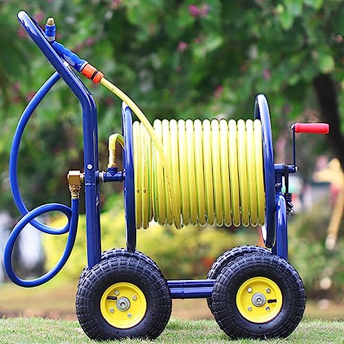 MegLob Outdoor Large Gartenschlauch -Rollenwagen Mit Rädern, Haushaltswäsche Reinigungsschlauch Lagerregal, Landwirtschaftsbewässerungswagen Mit Schlauch,90m