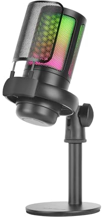 Mars Gaming MMIC-SE, Microfono da Studio Professionale ARGB, ADC Ultra Alta Definizione 196kHz 24-bit, Supporto Antiurto + Filtro Anti-Pop in Rete Metallica, Controllo Volume e Mute, Nero