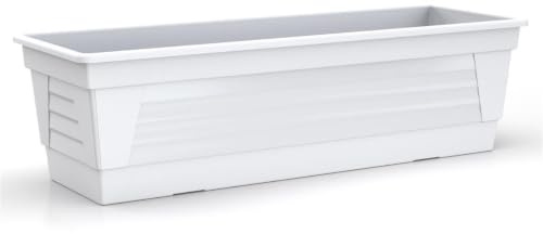 Plastard Blumenkasten 60 cm Weiß, Pflanzkasten, Balkonkasten | Witterungs-, UV- & frostbeständig, Deko Pflanztopf ideal für Garten & Balkon, Robuster & vielseitiger Pflanzkübel 14 Liter