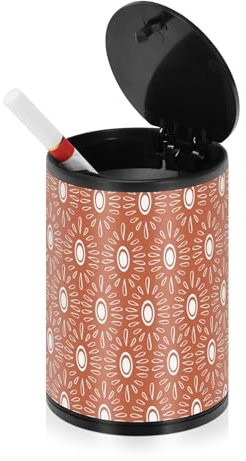 Bohemian Modern Boho Chic Pattern Smokeless Aschenbecher für Zigaretten mit Deckel Edelstahl Tragbares Autozubehör Aschenbecher mit Abdeckung für Auto Camping