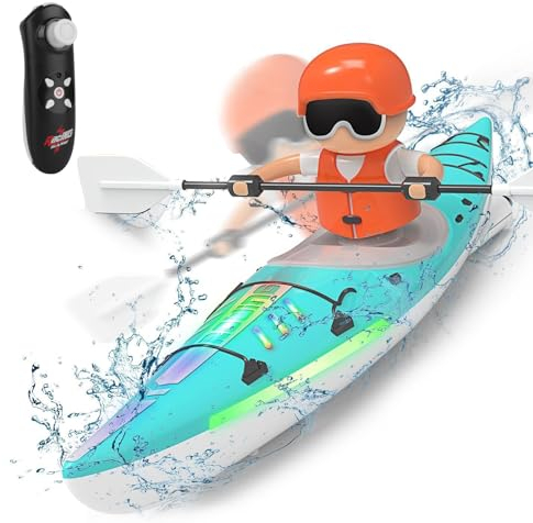 OBEST 2,4 GHz Ferngesteuertes Boot, Simulationskajak mit LED-Lichtern, ferngesteuertes Boot, Wasserspielzeug für Kinder, Geschenk für Kinder und Erwachsene