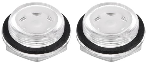 QUARKZMAN 2Pz Vetro Spia Olio Compressore Aria M33 x 1.5mm Maschio Indicatore Livello Liquido Testa Esagonale Plastica Olio Vista O-Ring per Aria Compressore Raccordi, Trasparente