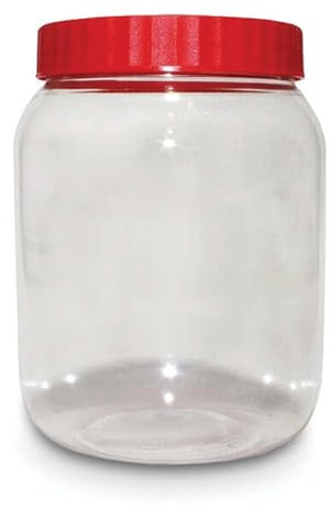 Cennet Plastic Jars with Lids - Clear Round Airtight Storage Containers for Spices and Sweet Food, Cookie, Screw Lid Kitchen Pots and Jar BPA Free 3x1000ML