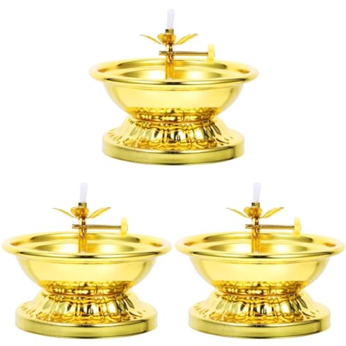 ABOOFAN Desktop-Öllampe 3 Stück Buddhistische Butterlampe Vintage Petroleumlampe Öllampenhalter Für Puja Wohnaccessoires Tischdeko Kamin- Und Innenraumdekoration