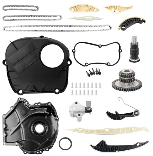 1.8T 2.0T EA888 Engine Timing Chain Set With Upper Front Timing Cover, Compatible with 2009-2017 Audi Q5 A4 S4 TT A3 A6 2006-2017 Volkswagen Jetta Golf Passat, Replace# 06H103269H 06H109210AG