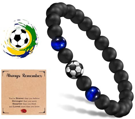 Bracelet de football pour garçons, adolescents, cadeaux de football, pour fils, adolescents, petits-enfants, neveu, frère, 5, 6, 7, 8, 9, 10, 11, 12 ans, cadeau d'anniversaire, X-Large, cordes, no