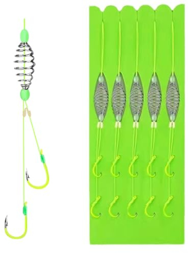 Fiskekrokar, 5/10 st karpfiske beten krok anti-trassel fiskematare karpkrokar med fluorescerande krokar för gräs karp knubbar fisk