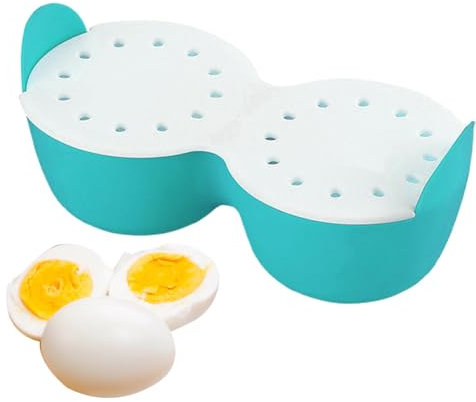 Cocedor de huevos de silicona – Cocedor de huevos sobre placa de cocción | Moldes para huevos tazas | 2 tazas para escalfar huevos, antiadherentes para cocinar huevos en el microondas y en el pia