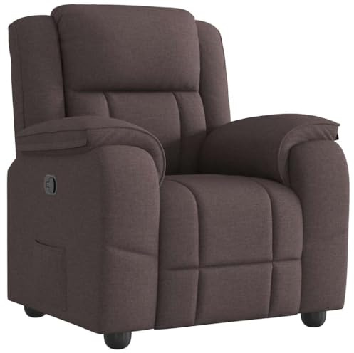 vidaXL Reclinerfåtölj mörkbrun tyg, liggfåtölj, fåtölj, justerbar fåtölj, liggfåtöljer, fåtöljer, justerbara fåtöljer, lutningsbar fåtölj