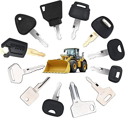 Set di chiavi per macchine da costruzione, 12 chiavi di accensione per moto, interruttore di accensione per escavatore, set di chiavi multifunzione, per bruco, Hitachi, Kobelco, Komatsu, Kubota