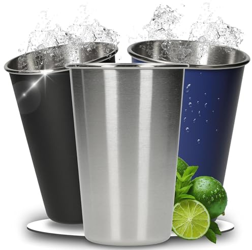 Edelstahl Becher 500 ml 'Metallo' - Trinkbecher aus recyceltem Material | Campingbecher, stapelbar, bruchsicher, Outdoor, Festival, leicht, langlebig