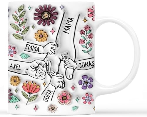 Geschenke Mall Personalisierte Oma Tasse Mama Blumen- Personalisierte Geschenke für Mama, tasse mama, muttertag geschenk, geschenke für oma (Modell #3)