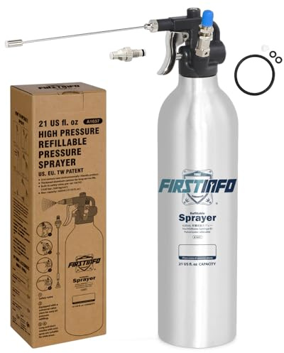 FIRSTINFO A1637 | Bottiglia Spray Riutilizzabile per pulitore Freni 620 ml | Alluminio | Spruzzatore a Pressione Max 140 psi | Bomboletta aerosol Rinforzata | Ugelli “Wide-Mist” Spray