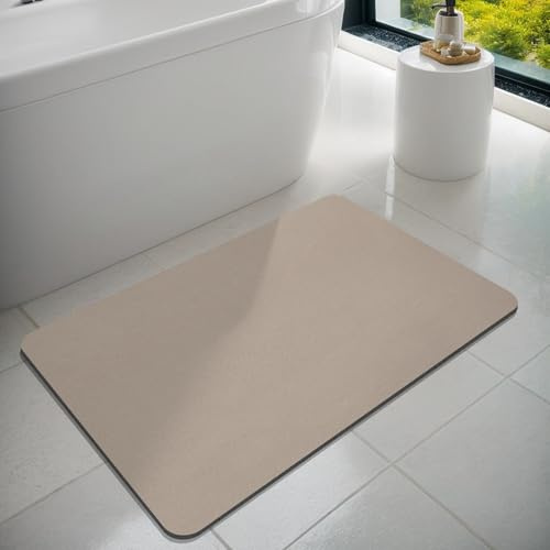 Dolic Badematte, Badevorleger, Gummi, rutschfest, dünn, saugfähig, schnelltrocknend, schmutzabweisend Vorleger für Badezimmerboden, Badewanne und Duschraum im Außenbereich (Beige, 43 x 80 cm)