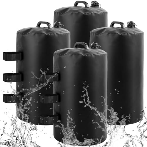 HEKOBAG 4 Pack Gazebo Water Weight Bags, Heavy Duty 500D Gazebo Weights - 10L Water Ballast Bags for Pop Up Canopies & Tents | Windproof Leg Weights for Outdoor Events | Black