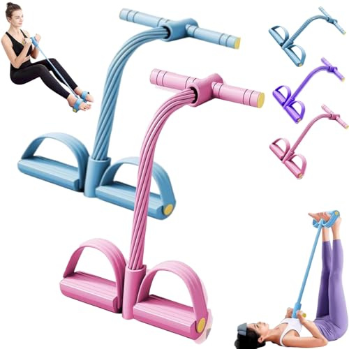 Elastique Musculation,Musculation,Bandes de Résistance Fitness,Sit-Up Bodybuilding Expander Bandes Corde de Tension,8Tubes avec Pédale de Traction pour Chevilles,Corde avec Poignées Intégrée (2pc)