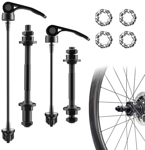 SOGHO 1 Paar Fahrrad Hohlwelle Schnellspanner,Schnellspanner Fahrrad,Steckachse Fahrrad,Fahrrad Achse Vorderrad,Fahrrad Achse Hinterrad,Fahrrad Vorderradachse Für 20,22,24,26,28 Zoll Fahrradachsen