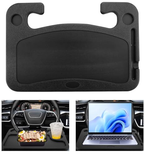 Tavolo da volante per auto, multifunzione, tavolo da volante portatile, vassoio portatile, tavolo da pranzo e organizer per la maggior parte dei veicoli, tavolo da auto nero per lavoro, cibo e Re