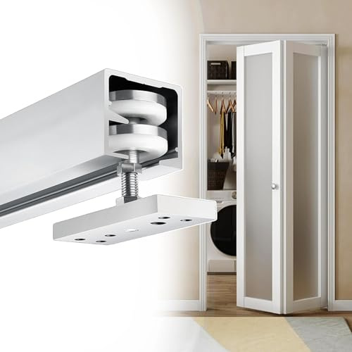 Schiebetür Schiene Falttür-Beschlagsatz mit Schiene, Falttür-Beschlagsatz mit Oberer/Unterer Schiene, Rolle, Drehpunkt, Scharnier und Bodenführung(Door Thickness 2.5-3cm,29in/74cm)