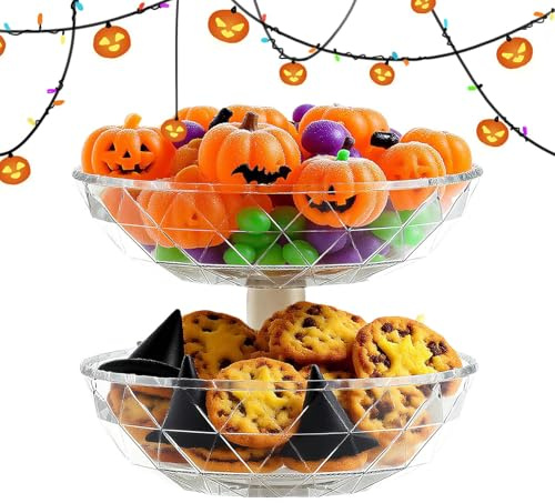 Celuicion Bol à Fruits à Étages - Support à Snacks 2 Niveaux Amovible avec Couvercle | Plat de Service pour Noix Chips Condiments Bureau Dessus de Meuble Garde-Manger