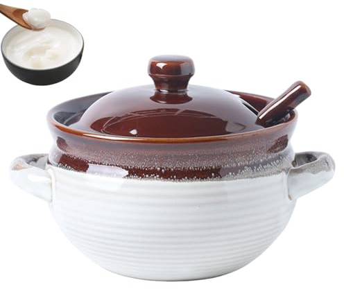 Jorzer Soup Bowls French Onion Soup Crocks, 1000ml Ceramic French Onion Bowls with Handles, Oven Safe Serving for Chili, Beef Stew, Cereal, Pot Pies