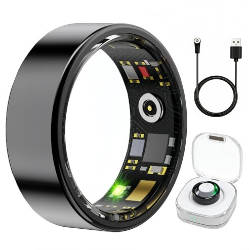 Aoyool Smart Ring Health & Fitness Tracker for Men & Women, Heart Rate, SPO₂, Sleep & Activity Monitoring, IP68 Waterproof, Long Battery Life, Family Care Mode, No Subscription Fee (Black, 9)