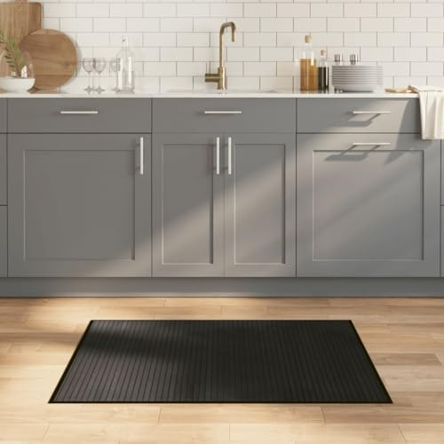 QUAHEAS Rechteckiger Bambus Teppich Schwarz 70x100 cm, strapazierfähig, rutschfest, pflegeleicht, ideal für Wohnzimmer und Schlafzimmer, natürliches Material