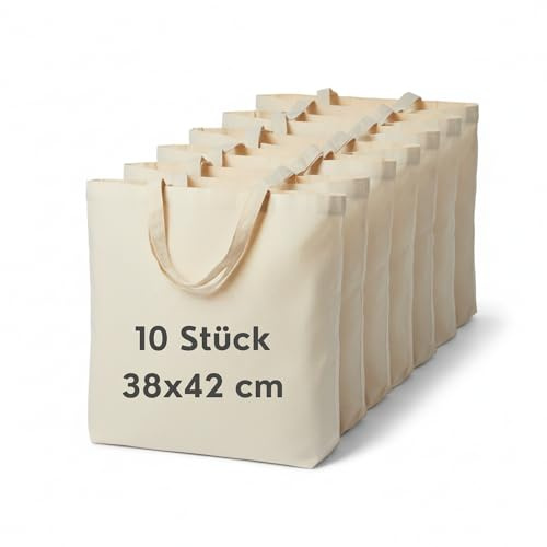 Cloud Pillow Bolsa de algodón de 38 x 42 cm – Bolsa de la compra de 100% algodón con 144 g/m², asas de 70 cm de largo, sin estampado, práctica para uso diario, universidad y oficina, certificado