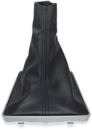 1neiSmartech Funda para palanca de cambios con marco plateado brillante (no mate), compatible con Opel Astra H 2004-2010, costuras negras, marco con clips integrados