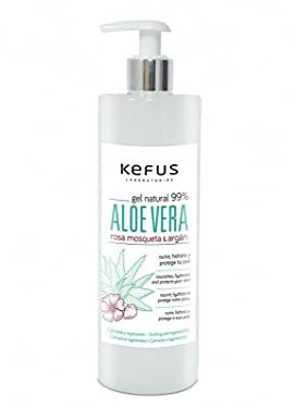 Kefus - Gel Aloe Vera y Aceites de Rosa Mosqueta y Argan, 500ml | Calmante, Regenerador e Hidrante Natural | Para después de la Depilación | Todos tipos de Piel