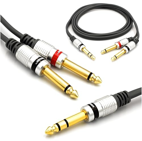 VITALCO 6.3mm Stereo auf 2x 6.3 Mono Klinke Kabel 1,5m groß Klinkenstecker Stereo zu 2x Male Grosse Insertkabel Audio Adapter