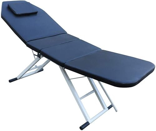 KinHall Table de massage mobile pliable 3 zones réglable en hauteur - Table de massage cosmétique avec appui-tête - 3 couleurs - 182 x 60 cm (bleu)