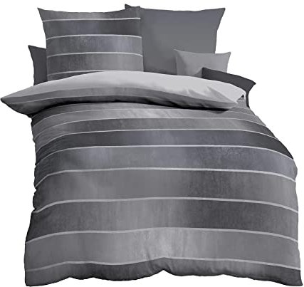 Kaeppel Mako-Satin Bettwäsche Timeless Zinn, 1 Bettbezug 135 x 200 cm + 1 Kissenbezug 80 x 80 cm