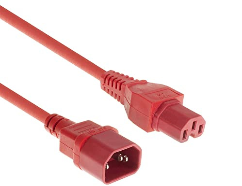 ACT C14 Câble d'alimentation ACT C14 mâle à C15 Femelle, 1.2m, Cordon d'extension, Rouge - AK5304