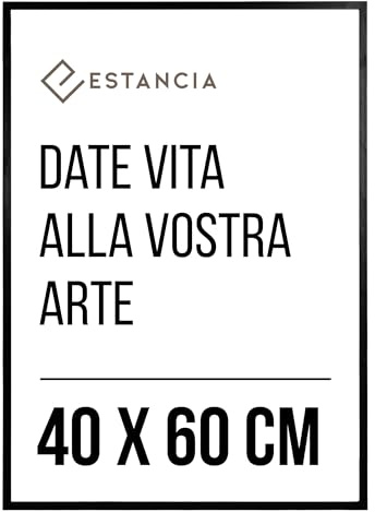 Estancia Cornice Portafoto Legno Nero 40x60 cm con Vetro Plexi Infrangibile | 40 x 60 cm per Ritratto Moderna 60x40 cm