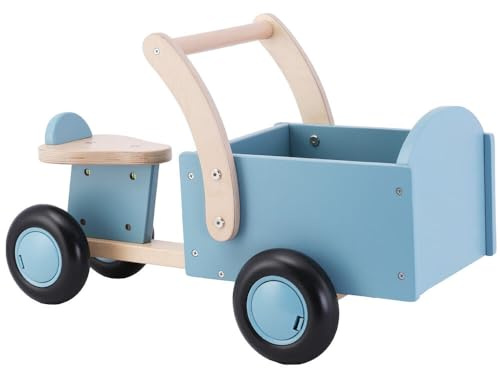 Bandits and Angels Laufrad Vierrad mit Transportbox - ab 1 Jahre (Retro Blau)