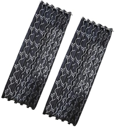 Alipis 2stücke Halbtransparente Gardinen Schwarz Fensterfolie Mit Blattmuster Polyester Vorhänge Für Wohnzimmer Schlafzimmer Und Dekoration