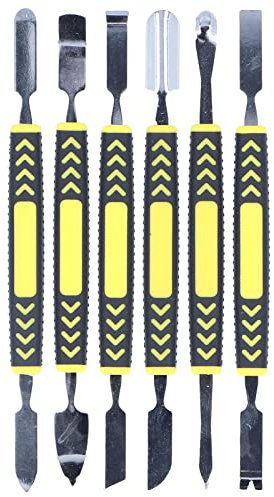 ANKROYU 6-teiliges Doppelkopf-Hebeleisen-Set aus Metall, Professionelles Aufstemmeisen-Reparaturwerkzeug-Set, Computer-Reparatur-Set Für Offenes Gehäuse, Reparaturset Für Mobiltelefone, Tablets