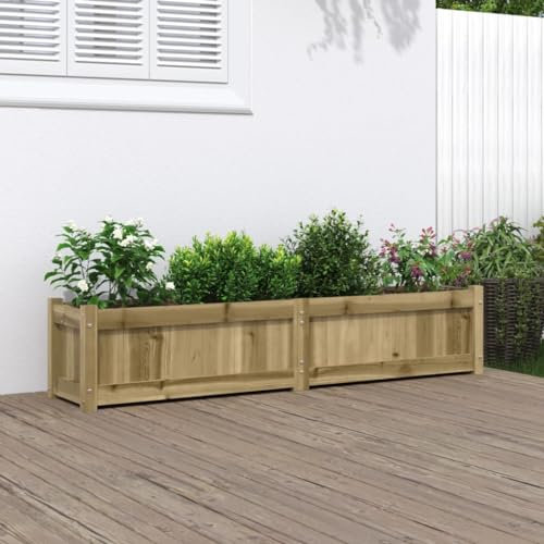 Natulvd Großes Hochbeet, 150 x 31 x 31 cm, Pflanzkasten aus Holz, für den Außenbereich, für den Anbau von Gemüse, Kräutern, Blumen und Obst, Gras, Rasen, Hof (Dunkelbraun)