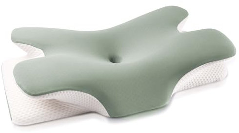 MULISOFT Almohada de espuma viscoelástica, cómoda y ergonómica, con soporte para el cuello, ideal para dormir de lado, verde