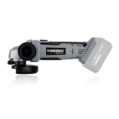Werku WK403410, Amoladora Ángulo Inalámbrica, Calidad Profesional, Potencia 20 V, Disco 125 mm, Mango Principal Slim-Fit, Incluye Mango Auxiliar, No Incluye Batería y Cargador